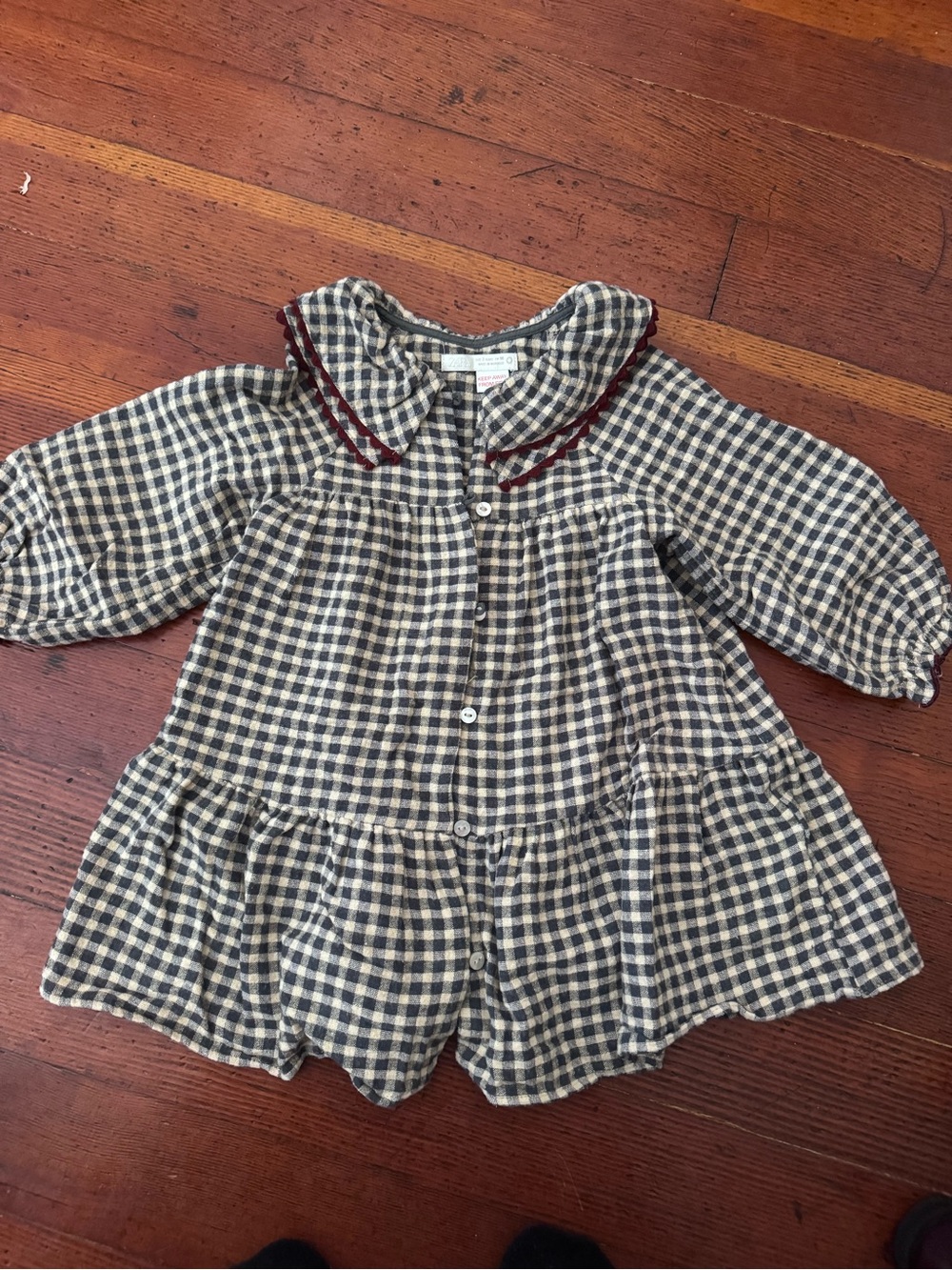 Zara Beige & grey Gingham Button-Front toddler Dress